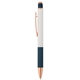 aerial view a navy blue 302 ridgecrest rose gold pen, image 1 of 2