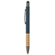 aerial view a navy blue 302 bowie bamboo grip stylus pen, image 1 of 2