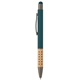 aerial view a teal 3155 bowie bamboo grip stylus pen, image 1 of 2
