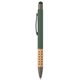 aerial view a green 4208 bowie bamboo grip stylus pen, image 1 of 2