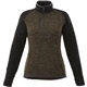 aerial view a loden heather/black smk hthr (684) womens vorlage sweater knit half zip pullover jacket, image 1 of 2