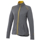 aerial view a yellow/heather charcoal (234) womens tamarack full zip performance jacket with thumb holes, image 1 of 3