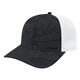 aerial view a black/white nylon blend camo trucker mesh back cap, image 1 of 4