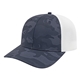 aerial view a navy/white nylon blend camo trucker mesh back cap, image 1 of 2