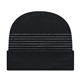 a black thin striped knit cap with cuff