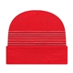 a true red thin striped knit cap with cuff