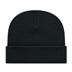 a black knit cap with ribbed cuff