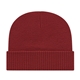 a light maroon knit cap with ribbed cuff