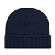 a navy knit cap with ribbed cuff
