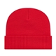 a red knit cap with ribbed cuff