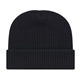 aerial view a black ribbed knit cap with cuff, image 1 of 2