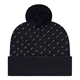 a black diagonal dash knit cap with ribbed cuff