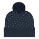 a navy diagonal dash knit cap with ribbed cuff