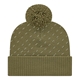 a olive diagonal dash knit cap with ribbed cuff