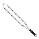 aerial view a white 3/4 multi - color polyester lanyard with slide buckle release split - ring, image 1 of 12