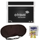 aerial view a black travel sleep kit with ear plugs and sleep mask, image 1 of 2