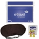 aerial view a blue travel sleep kit with ear plugs and sleep mask, image 1 of 2