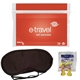 aerial view a red travel sleep kit with ear plugs and sleep mask, image 1 of 2
