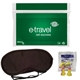 aerial view a green travel sleep kit with ear plugs and sleep mask, image 1 of 2
