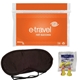 aerial view a orange travel sleep kit with ear plugs and sleep mask, image 1 of 2