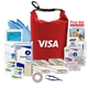 aerial view a red 2.5l waterproof drybag first aid kit, image 1 of 2