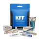 a blue full essential hygiene kit with bandages