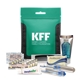 a green full essential hygiene kit with bandages
