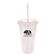 aerial view a clear 16 oz bpa free freedom tumbler, image 1 of 3