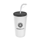 a smoke lid & white cup 24 oz stadium tumbler cup with flex straw and lid