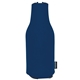aerial view a navy zip - up long neck bottle koozie kooler, image 1 of 6