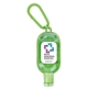 aerial view a lime 1 oz hand sanitizer with colorful case and carabiner, image 1 of 6