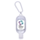 aerial view a white 1 oz hand sanitizer with colorful case and carabiner, image 1 of 6
