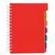 aerial view a red spiral notebook with tabs, image 1 of 3