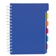aerial view a blue spiral notebook with tabs, image 1 of 2