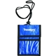 aerial view a blue/black trade show badge holder, image 1 of 4