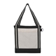 a black v natural striped recycled cotton boat tote