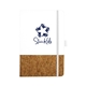 aerial view a white cork hardcover journal with elastic closure, image 1 of 3