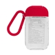 aerial view a red 1 oz hand sanitizer gel and carabiner, image 1 of 2