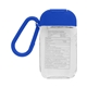 aerial view a royal blue 1 oz hand sanitizer gel and carabiner, image 1 of 2