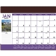 aerial view a burgundy scenic desk pad calendar, image 1 of 2