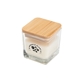 aerial view a clear mini candle with bamboo lid, image 1 of 4