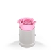 aerial view a white box & pink rose classique by vef le mini(tm) round, image 1 of 2