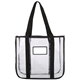 aerial view a clear-black clear stadium soft pvc tote, image 1 of 2