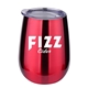 a metallic red 10 oz vacuum insulated stainless steel stemless wine glass