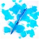 a blue finagel blue gel fine point pen