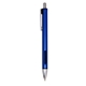 aerial view a blue nifty pen with inset grip and matte finish, image 1 of 2
