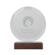 aerial view a natural redondo crystal award with wood base, image 1 of 5