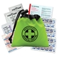 aerial view a lime green cinch tote first aid kit, image 1 of 2