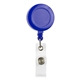 aerial view a blue 30 retractable badge reel with badge holder, image 1 of 4