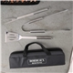 a group of grill easy 3 pc. stainless bbq utensil set with rpet case